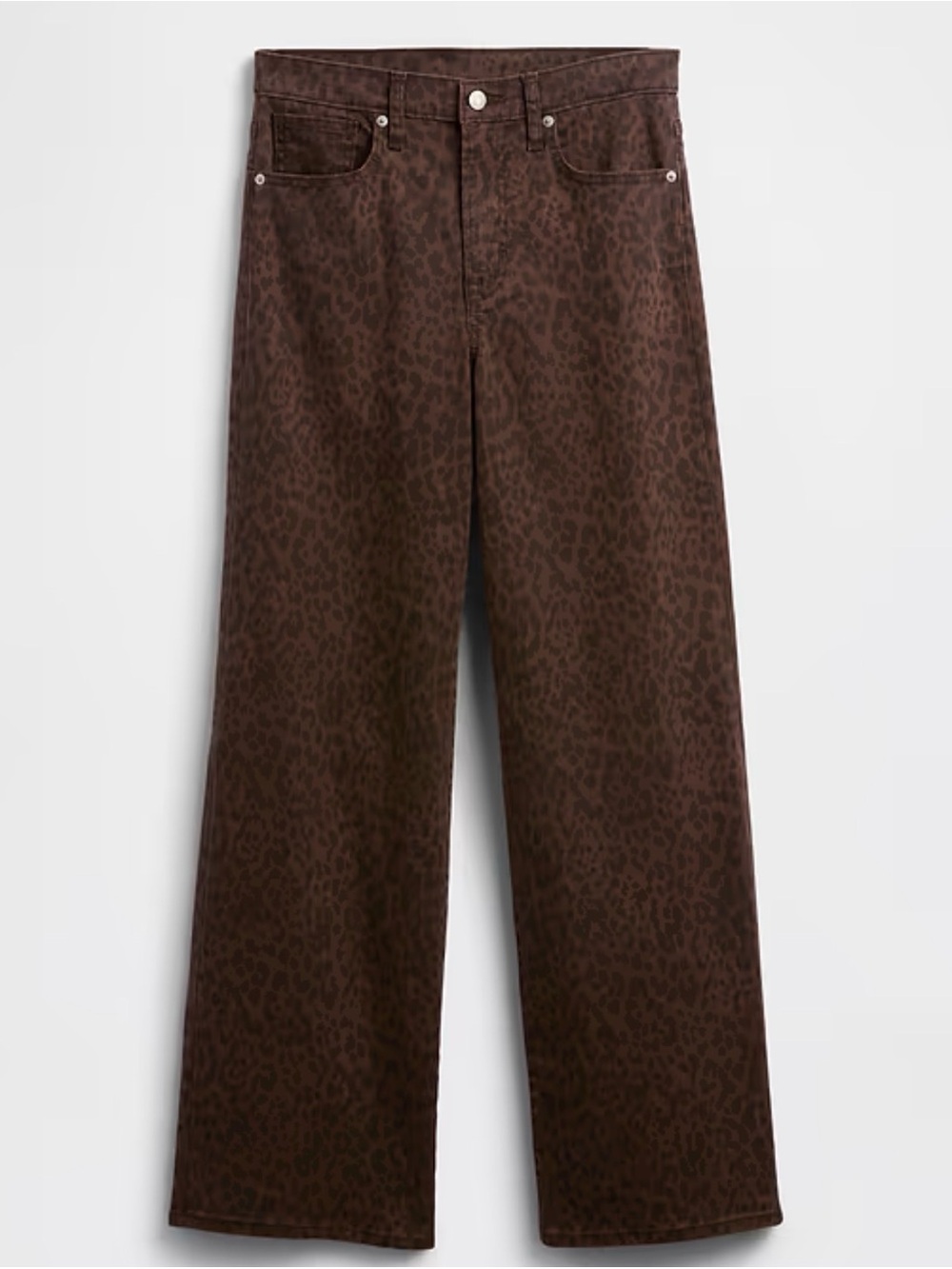 GAP Brown Printed High-Rise Wide-Leg Jeans